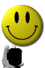 1968 Ford Mustang - A smiley face graphic with a hand holding a camera is depicted.