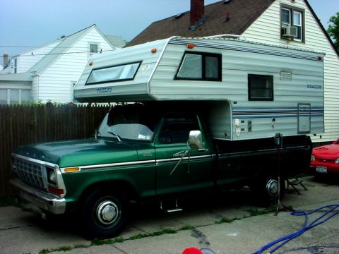 1973 Ford Ranchero - This Ford F-Series truck is fitted with a camper shell, obscuring its original model year.