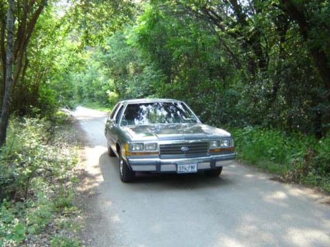 1988 Ford LTD Crown Victoria - A 1988 Ford Crown Victoria LTD is seen driving down a tree-lined dirt road.
