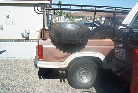 1986 Ford Bronco - It helps to have your F150 standing close by to set the tire on when having to put it on and off for measurements, ect.