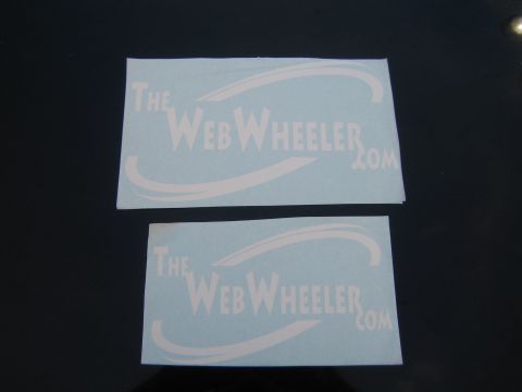 1990 Ford Bronco - photo of two TheWebWheeler.com vinyl stickers, not a technical document.