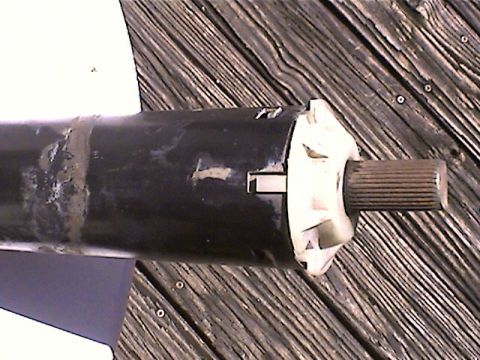 1978 Ford Bronco - Close-up of a vehicle's steering column component, showing a splined shaft.