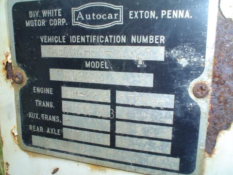 1981 Ford Bronco - A close-up of a vehicle identification plate from Div. White Motor Corp. showing stamped details.