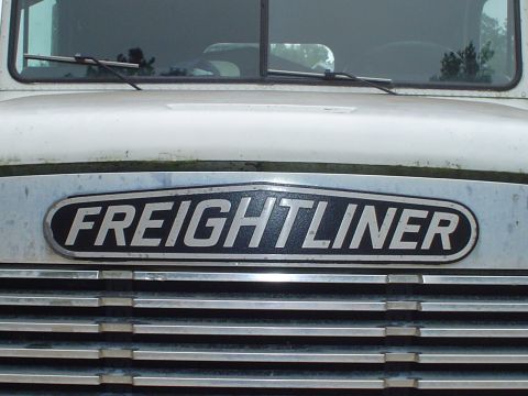 1981 Ford Bronco - Close-up of a Freightliner truck's front grille and emblem. The album claims it is a 1981 Ford Bronco.