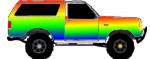1968 Ford Mustang - This SUV is painted with a rainbow gradient from front to back.
