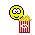 1986 Ford Bronco - A whimsical pixel art image depicts a smiley face joyfully tossing popcorn from a container.