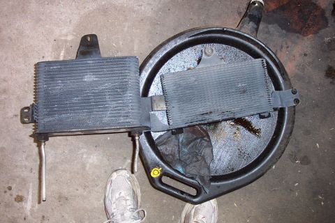 1992 Ford Bronco - Here are the coolers side-by-side. The new cooler measures 2x7.5x10.5". It's part F4TH-7A095-A.