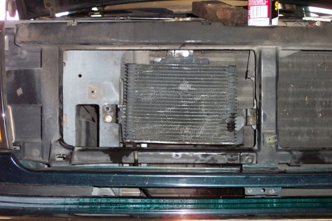 1992 Ford Bronco - Here's the new cooler installed. Only one new hole had to be drilled to install it.
