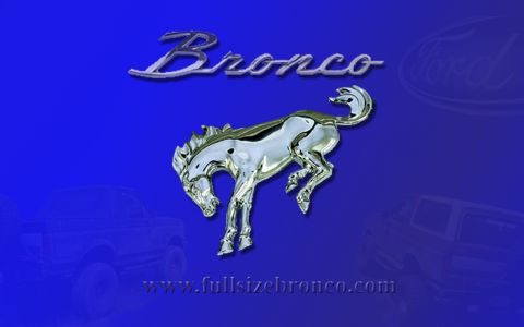 1988 Ford Bronco - A graphic the Ford Bronco emblem and silhouetted trucks, with website addresses visible.