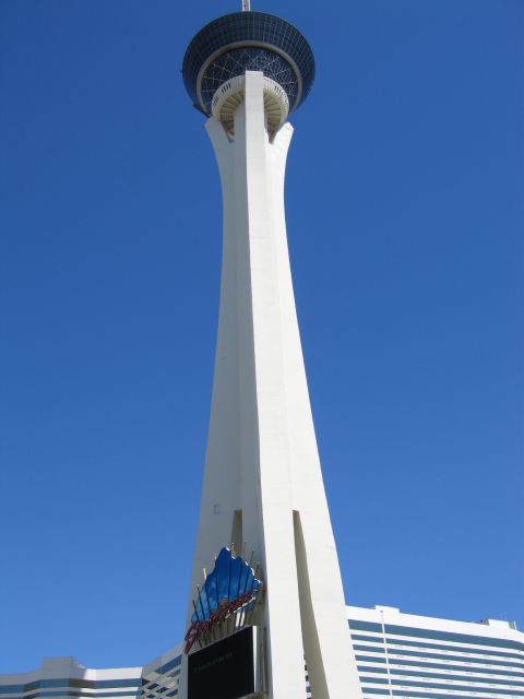 2003 BMW Z4 - The Stratosphere Tower, a prominent landmark in Las Vegas, stands tall against a bright blue sky.