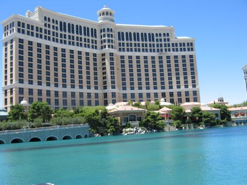 2003 BMW Z4 - The Bellagio Hotel and Casino is seen on a sunny day with a large body of water in front.