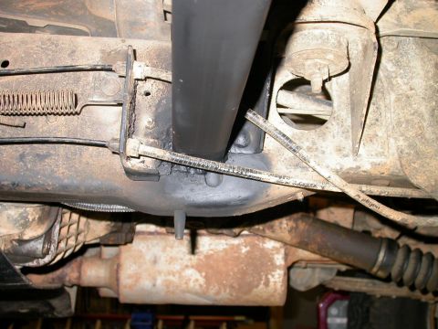 1990 Ford Bronco - This frame mount was the hardest one of all due to having to mount it between the e-brake cables.
