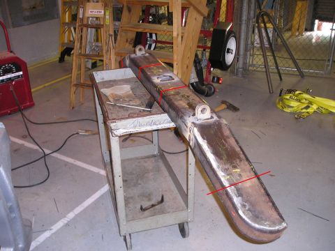 1996 Ford Bronco - Custom bumper fabrication in progress, showing metalwork and welding supplies.