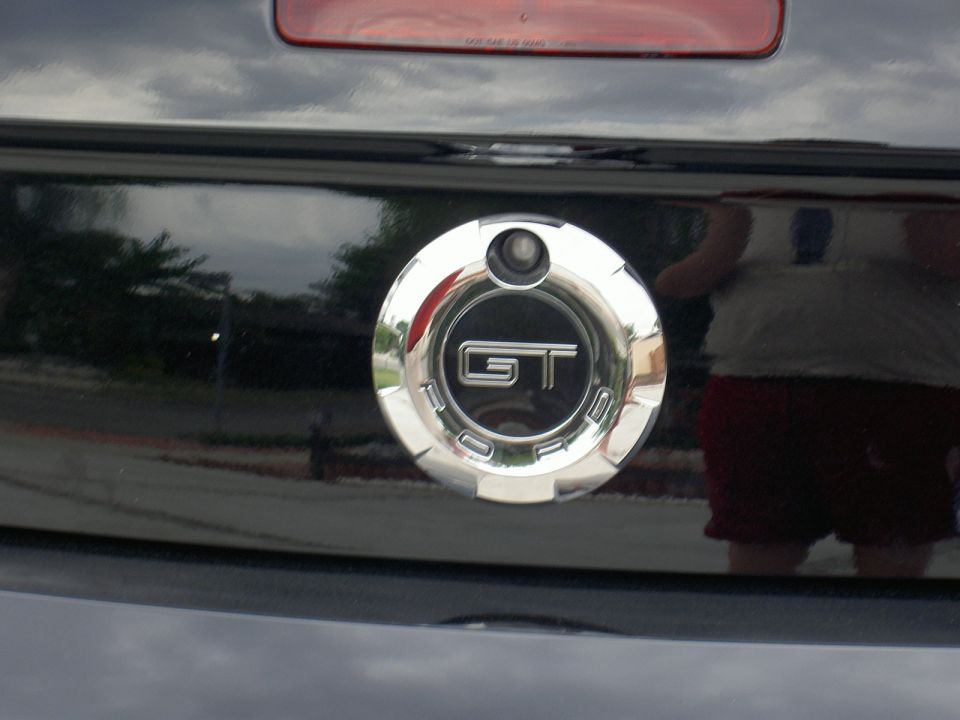 Rear of 2005 Ford Mustang GT with chrome emblem