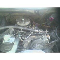 1981 Ford Bronco - Close-up view of a V8 engine bay, showing the carburetor and air filter assembly.