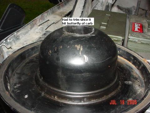 1978 Ford Bronco - Close-up of an air cleaner assembly with a date stamp of July 19, 2005.