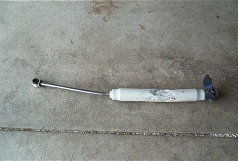 1986 Ford Bronco - First carnage. I killed the shock! :(