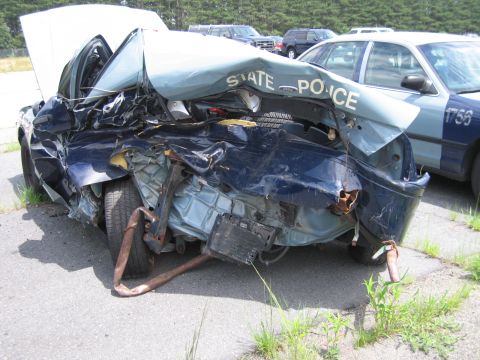 1991 Ford LTD Crown Victoria - This 1991 Ford Crown Victoria LTD police car sustained severe rear-end damage.