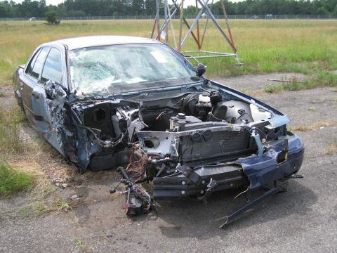 1991 Ford LTD Crown Victoria - This 1991 Ford Crown Victoria LTD sustained heavy damage to its front end and windshield.
