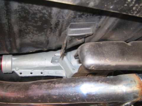 1969 Ford Ranchero - Underside view of vehicle components including exhaust and transmission parts.