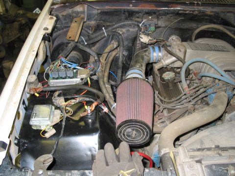 1981 Ford Bronco - Right side inner fender. There are a couple wires that need to be routed here and a flexible flap will be added to the back edge to clear t…