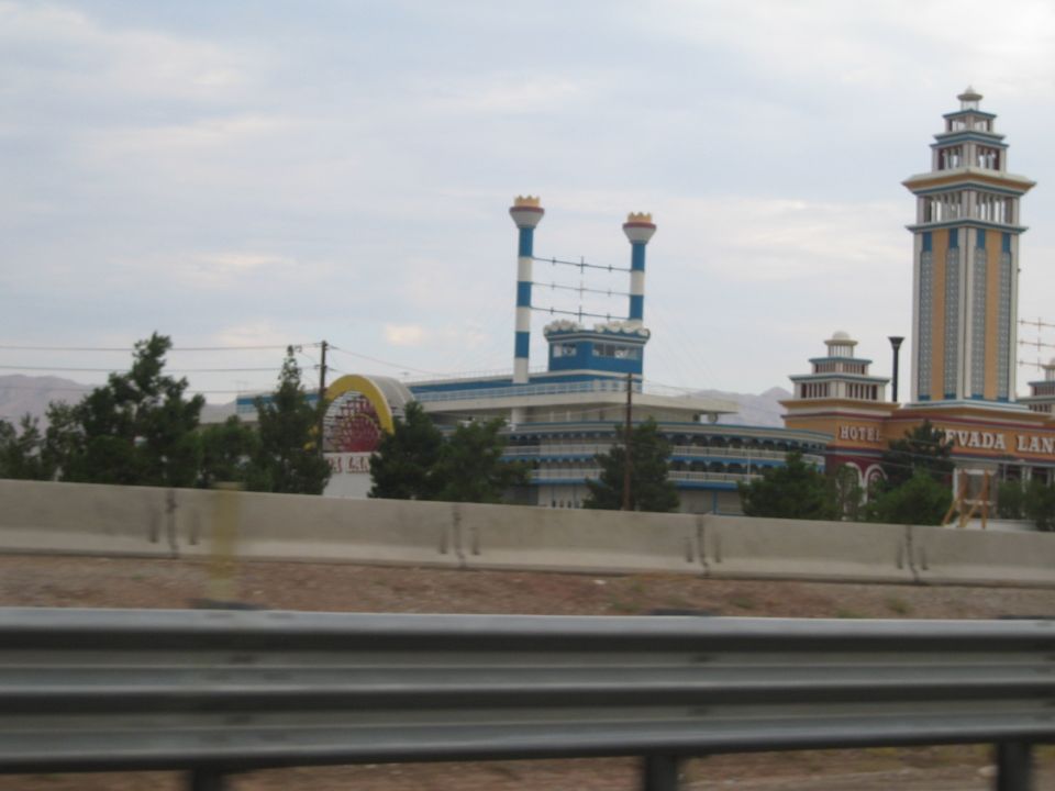 Nevada Landing hotel and casino with distinctive towers and signage