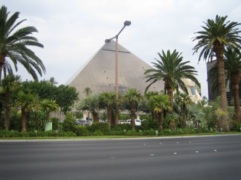1985 Ford Mustang - The Luxor Hotel and Casino in Las Vegas, Nevada, features a pyramid-shaped hotel and casino.