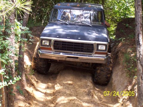 1987 Ford Bronco - Ford Bronco tackling a challenging off-road trail on July 24, 2005.