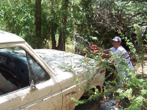 1981 Ford F-150 - Cleaning the mud off my window