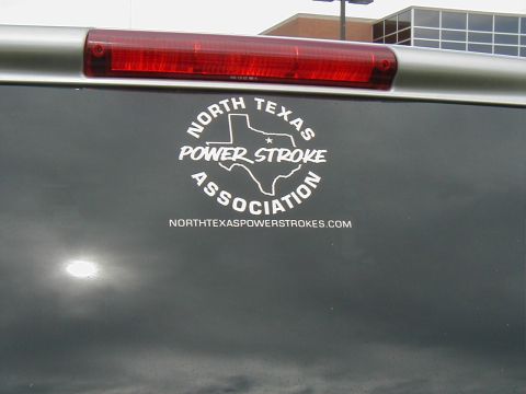 2002 Ford Excursion - Vehicle rear with a sticker for North Texas Power Stroke Association.