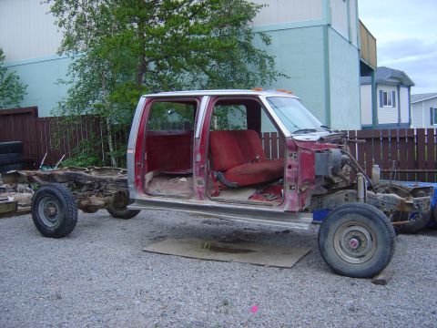 1986 Ford F-150 - This truck chassis, likely from the early 1980s, is missing its front clip and bed.
