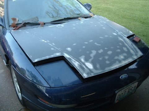 1994 Ford Probe - Hood sanded to primer and bare metal