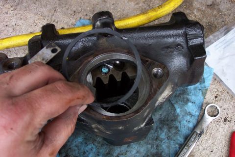 1992 Ford Bronco - Reinstall the piston and position it like this. I found it helpful to coat the teflon ring in fresh power steering fluid before installing.…