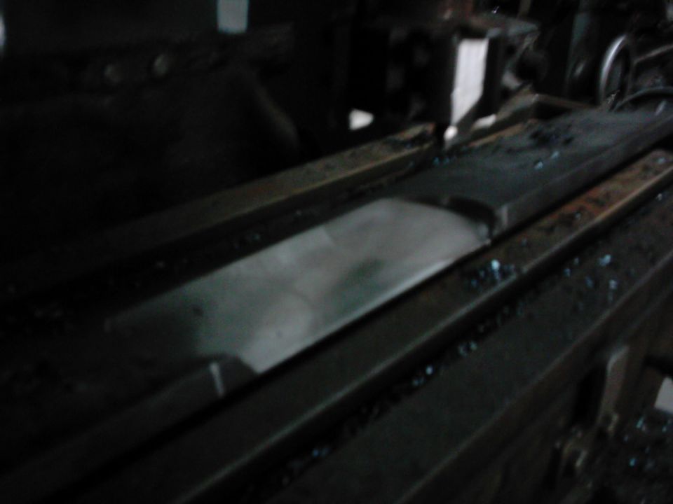 Metal surface with debris on a machine tool
