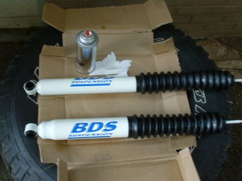 1991 Ford Bronco - front shocks getting clear coated