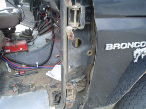 1981 Ford Bronco - Then I cut the old pins in half with a 1/8" cut off disk then seperated them with a long 3/8" screwdriver, then I pounded out the pins, the…