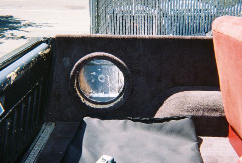 1990 Ford Bronco - Rear interior 12" subwoofer holes