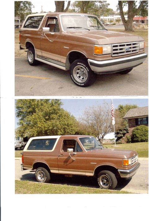 1987 Ford Bronco - This 1987 Ford Bronco is shown from a three-quarter front view, parked outdoors.