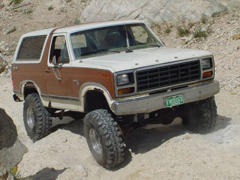 1981 Ford Bronco - This 1981 Ford Bronco navigates a rocky trail, its off-road capabilities.