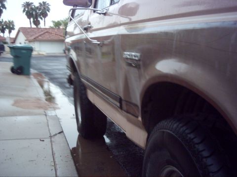 1988 Ford Bronco - The stump hit my bumper then right into the front quater panel, ripped my trim off and my passenger door wouldn't open until we bent it out…