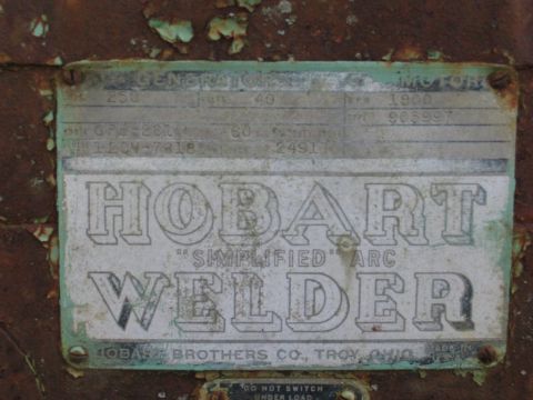 2004 Ford F-150 - Nameplate for a Hobart Simplified Arc Welder, manufactured by Hobart Brothers Co. in Troy, Ohio.