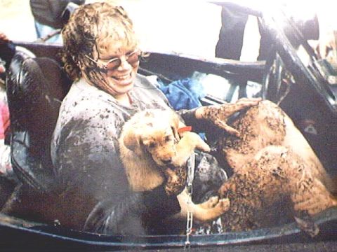 1989 Ford Bronco - Here's me and our dog Hunny 7 years ago...had to break her in with the wheeling hehe