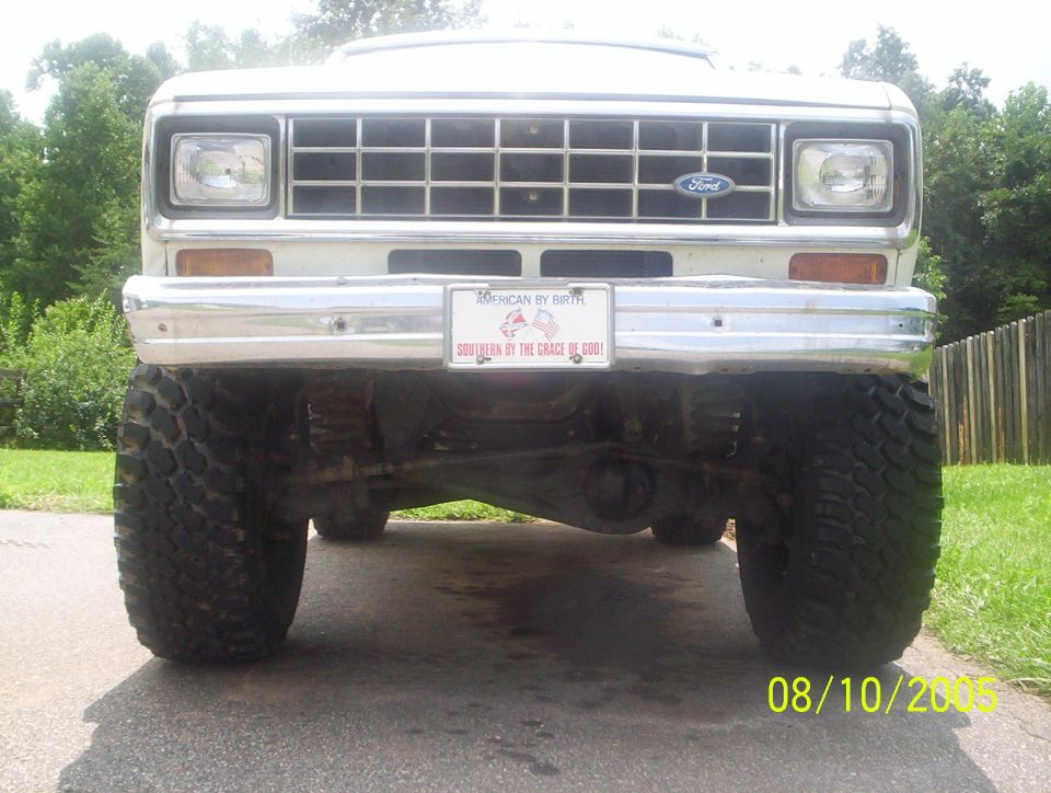 Front view of a 1984 Ford Bronco II with large tires