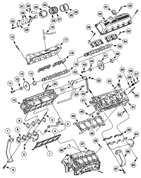 2000 Ford Crown Victoria - 1. Head Gasket 2. EGR Valve to Exhaust Manifold Tube 3. Stud (8 Req'd) 4. EGR Valve Tube to Manifold Connector 5. Nut (8 Req'd) 6. Bolt (2…