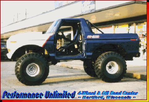 1987 Ford Bronco - Modified 1987 Ford Bronco with custom wheels and off-road tires.