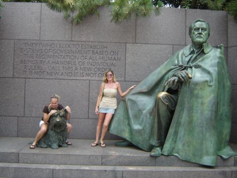 1986 Ford Bronco - A statue of Franklin D. Roosevelt is seen with visitors at the FDR Memorial in Washington D.C.
