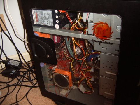 1988 Ford Bronco - Internal view of a computer tower showing various components and wiring after a rebuild.