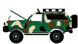 1968 Ford Mustang - This camouflaged SUV has its hood open, a roof rack, and a spare tire mounted on the rear.