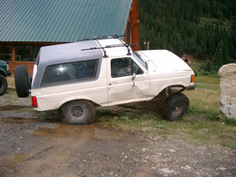 1987 Ford Bronco - This 1987 Ford Bronco is equipped for off-road adventures with its spare tire, roof rack, and tires.