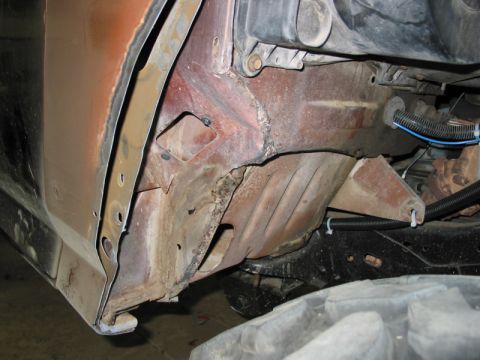 1981 Ford Bronco - Flattened firewall seams to prevent tire damage.